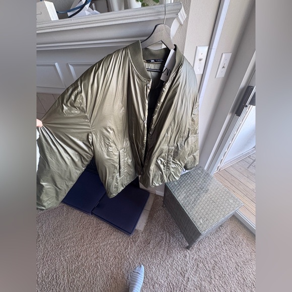 ZARA Oversized Bomber Jacket – Unisex, Size M, Green, New with Tags - Picture 14 of 17